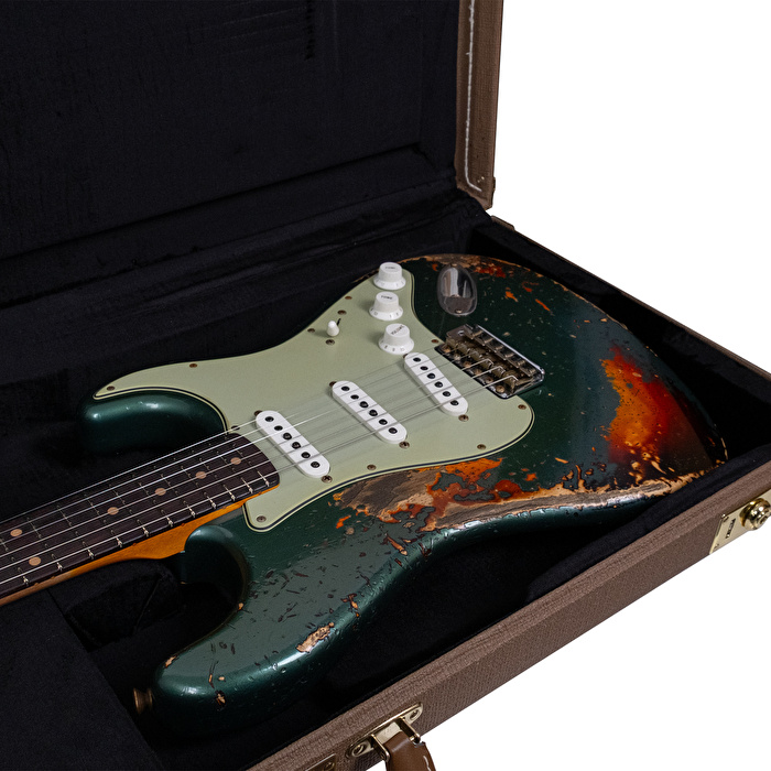 Fender Custom Shop 1961 Stratocaster Super Heavy Relic Aged Sherwood Green Over 3 Ton Sunburst Elektro Gitar